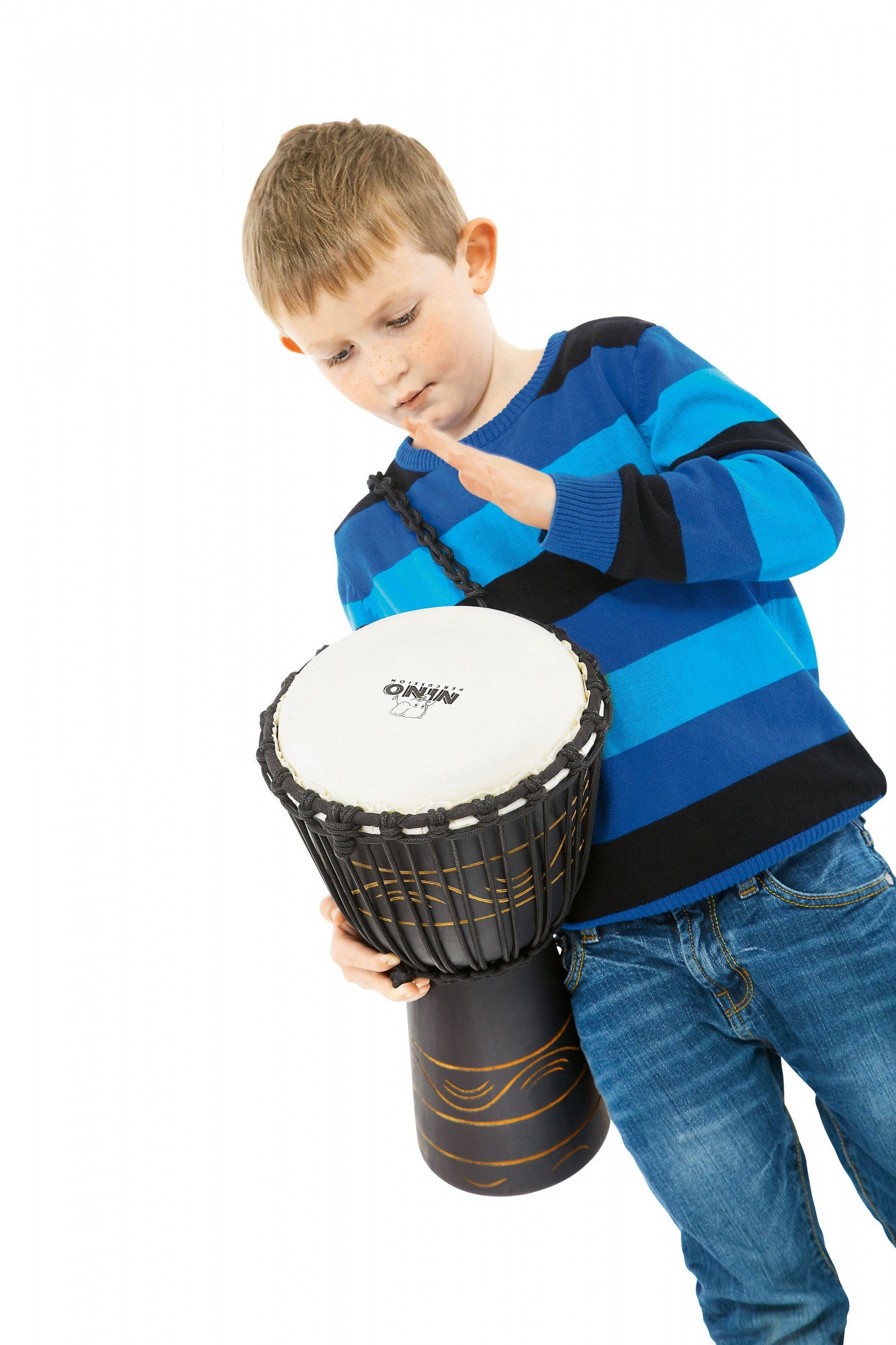 NINO-ADJ4-S NINO Percussion Moon Rhythm Series Original African Style Rope Tuned Wood Djembe - 8"