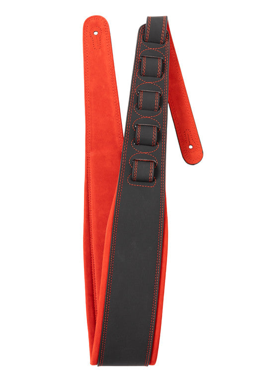 Gitarrengurt, Leder, Schwarz, gepolstert, SLPL-NUBUK-RED