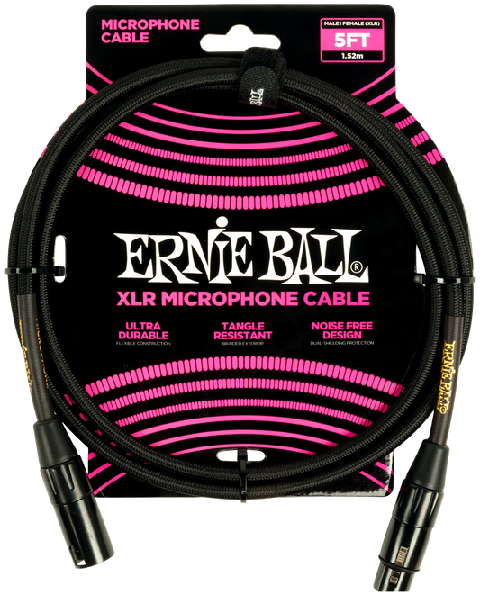 ERNIE BALL Mikrofonkabel, Gewebe, XLR/XLR, schwarz, 1,52 m