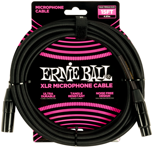 ERNIE BALL Mikrofonkabel, Gewebe, XLR/XLR, schwarz, 4,57 m