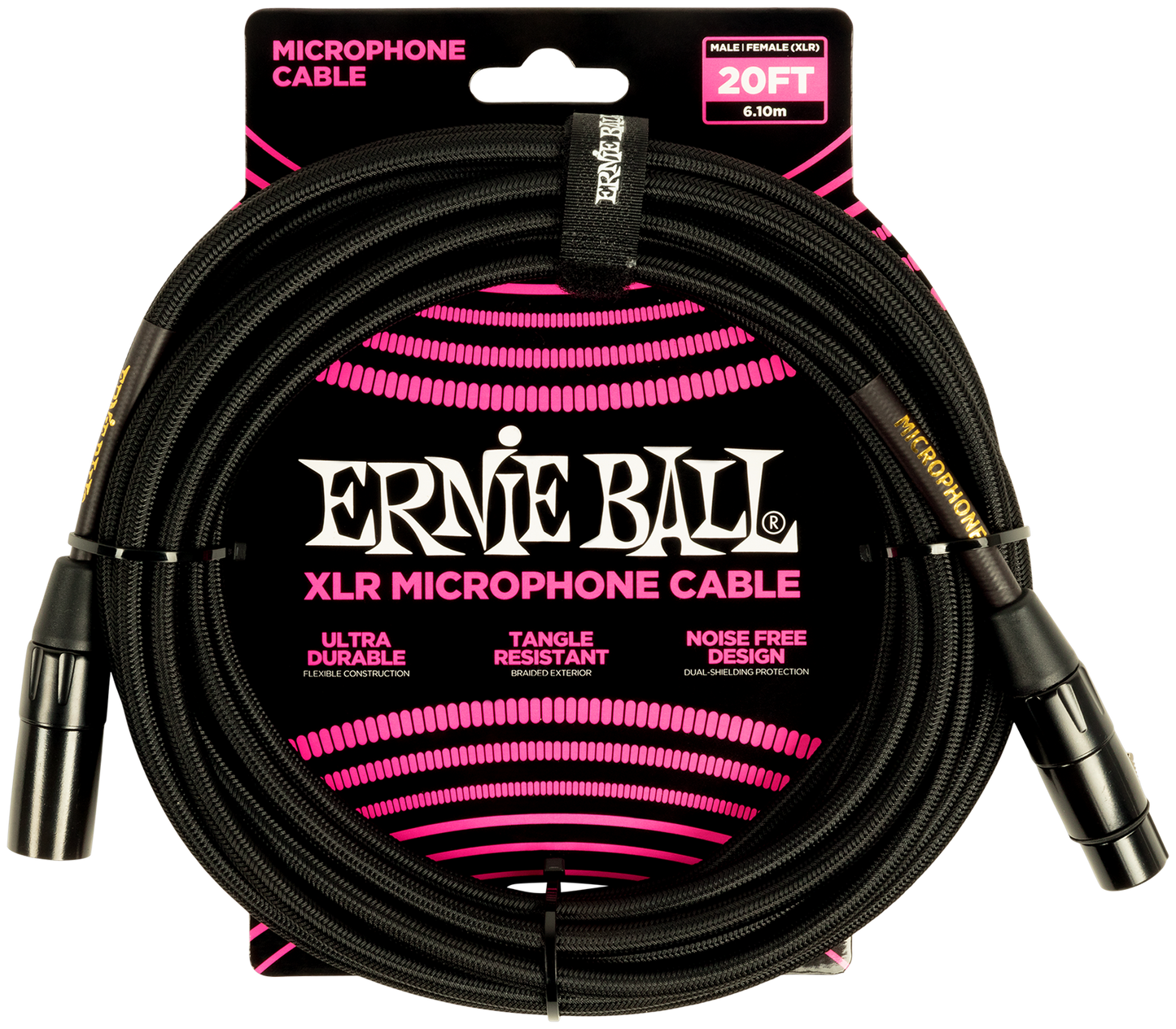 ERNIE BALL Mikrofonkabel, Gewebe, XLR/XLR, schwarz, 6,09 m
