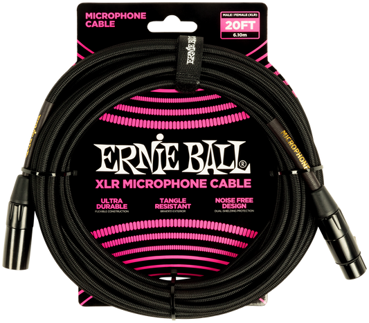 ERNIE BALL Mikrofonkabel, Gewebe, XLR/XLR, schwarz, 6,09 m