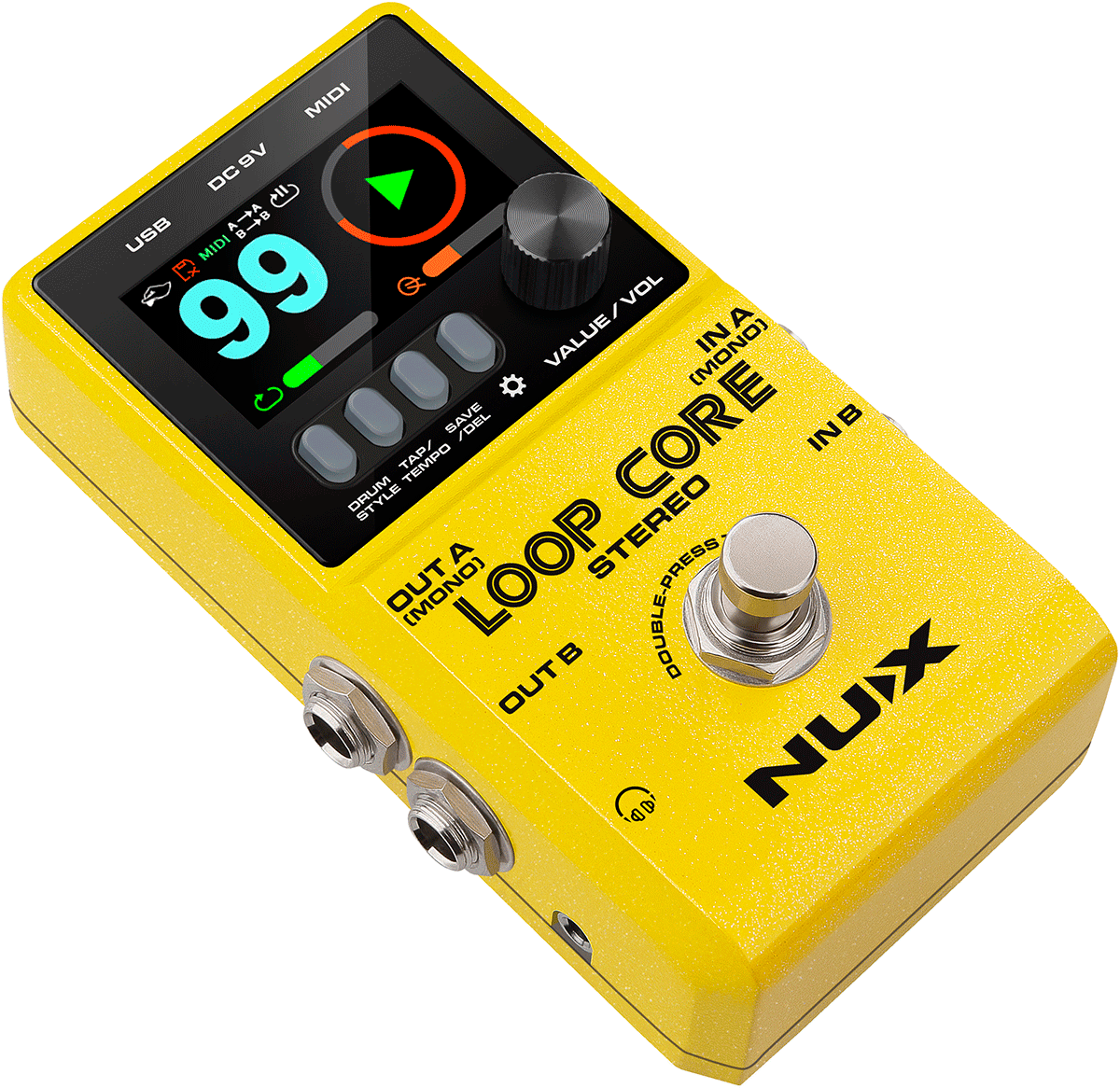 NUX - MNU LOOPCORE-STEREO Looper-Pedal mit 50 Drum-Patterns