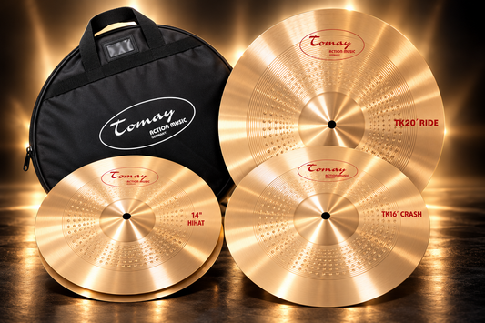 TOMAY TK-SET3 B10 Bronze Beckenset – 14" Airwave Hi-Hat, 16" Crash, 20" Ride inkl. Tasche